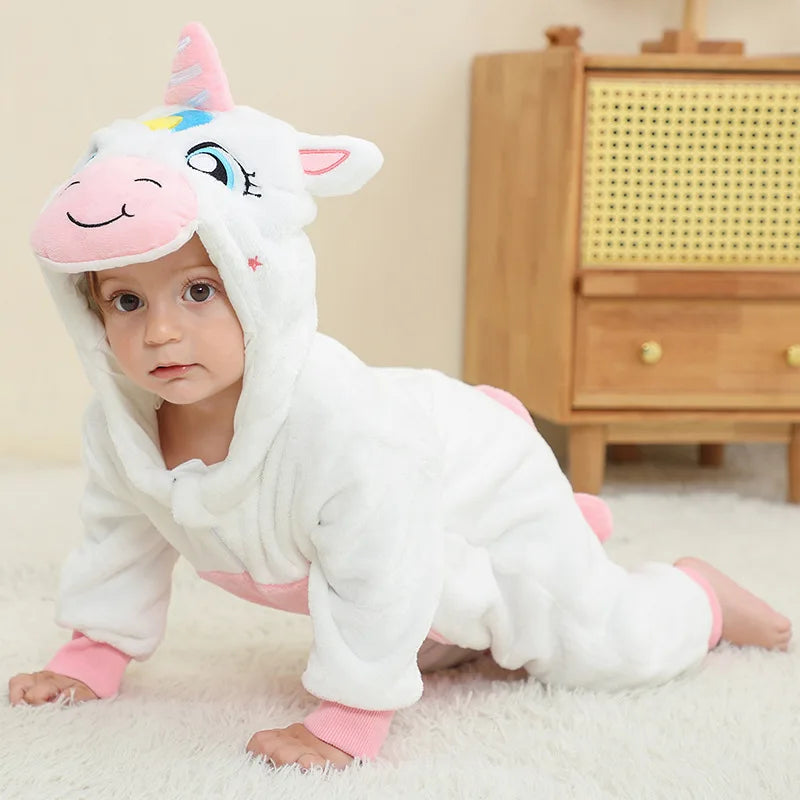 Adorable Animal Cartoon Baby Winter Rompers
