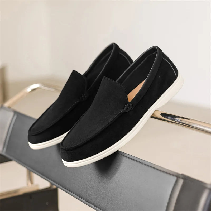 Men Flat Loafers 2025 Frosted Suede Flat Shoes Comfortable Non Slip Fashion Loafers Lightweight Trendy Outdoor Casual Shoes