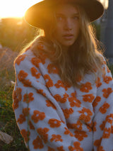 Zekye Women's Sweatshirt Flower Fleece Half Zipper Lapel Sweater Thickened with Lining Winter Clothes Woman Y2k Clothes