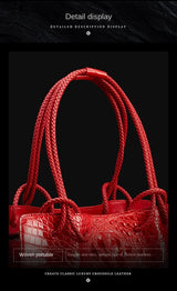 Luxury Genuine Leather Women's Bag Red Crocodile Pattern Ladies Handbags Tote Bag Fashion Travel Portable Shoulder Underarm Bags