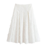 HH Women Tassel Sets White Turn-Down Collar Single-Breasted Shirts+High Waist Zipper A-Line Long Skirts Female Holiday Suit