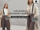 Women Checkered Bum Bag Casual Fanny Pack Large Capacity Crossbody Adjustable Strap Simple Shoulder Mommy Bag Daily Travel Tote