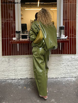 Pu Leather Jacket Skirt Sets Stand Collar Loose Coat Low Waist Solid Long Skirt Autumn Coats Skirt Sets 2025 New Lady Outfits