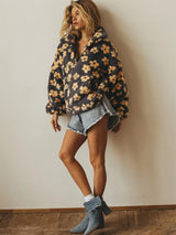 Women's Floral Fleece High-Neck Pullover
