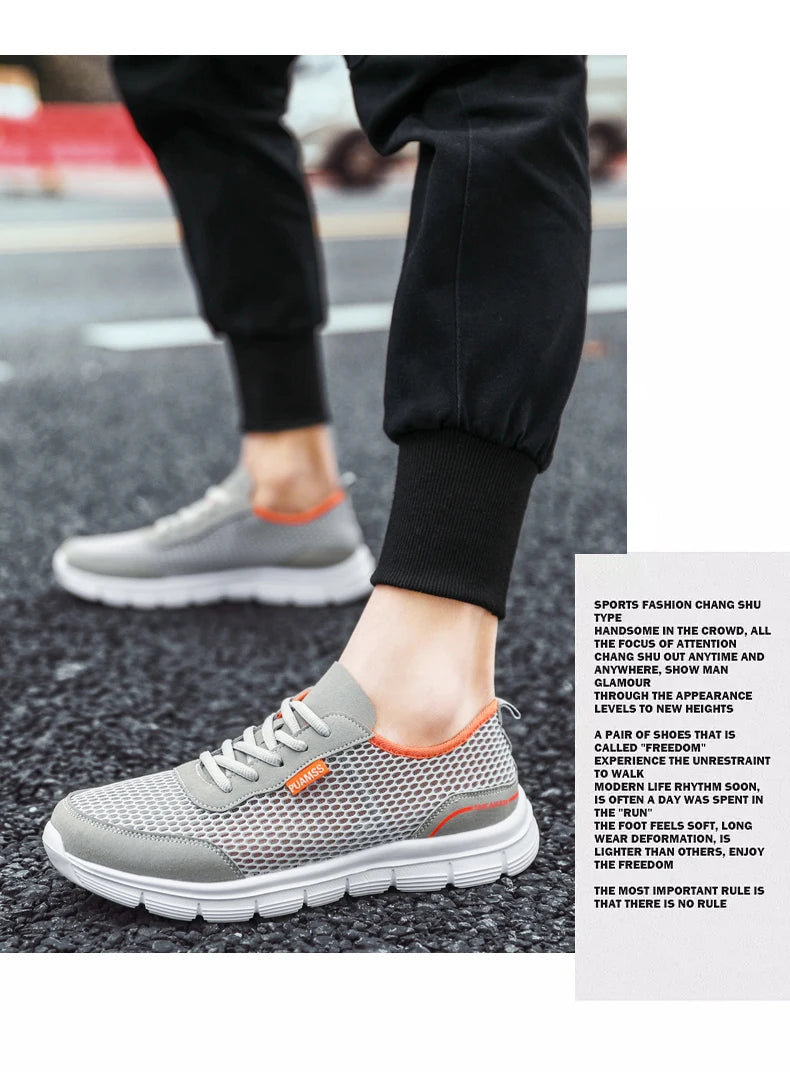 PUAMSS Men's Lightweight Mesh Running Sneakers — Breathable, Lace-Up, Stability