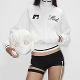 Korean Cartoon Baseball Jacket – Girls Kawaii Zip-Up