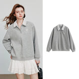 Women’s Green Colorblock Collared Sweatshirt
