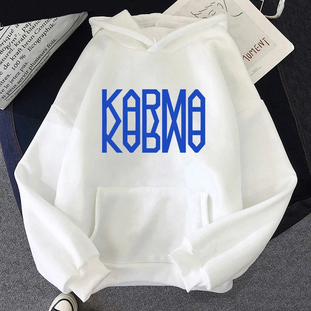 KARMA Vintage-Inspired Fleece Pullover Hoodie