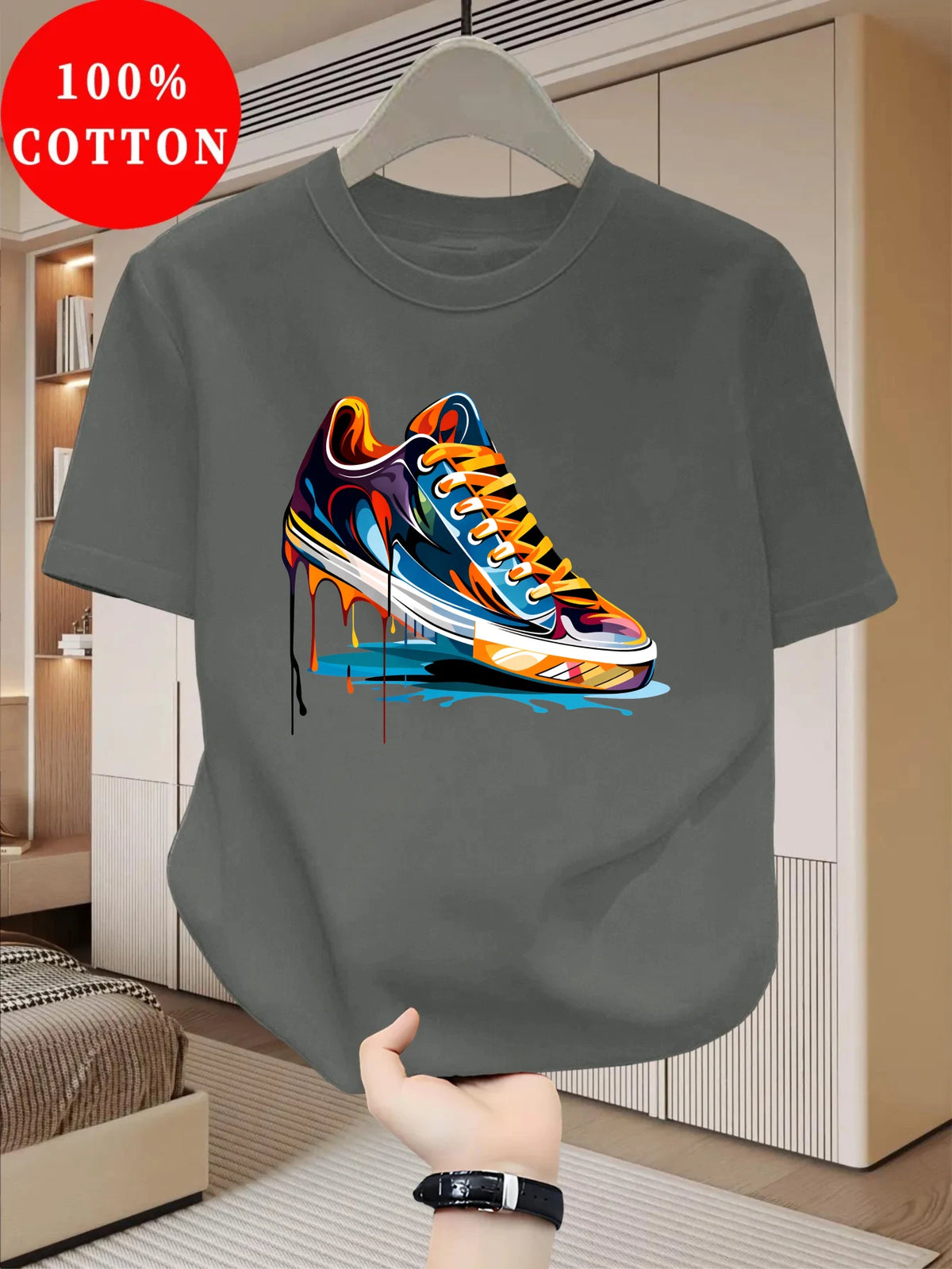 Men's Cotton Graffiti Print Relaxed Fit T-Shirt