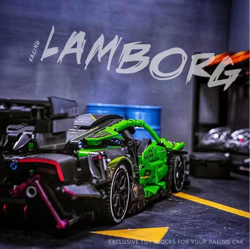 Technical Green Speed Racing Car Model Building Blocks Kit MOC Assembly Bricks Toys Desktop Collectible Holiday Gift For Kids