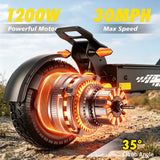 EOEOTWO 1200W Off Road Electric Scooter for Adults 48V Long Range E-Scooter 30MPH Fast Speed 11" Tubeless Tire Foldable Kick Scooter