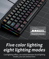MUCAI MK61 USB Gaming Esports Mechanical Keyboard 61 Key Red Axis Wired Detachable Cable RGB Backlight Hot Swap