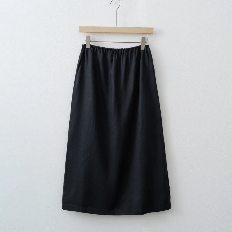 Women's Elegant Linen Midi Skirt – Summer 2025