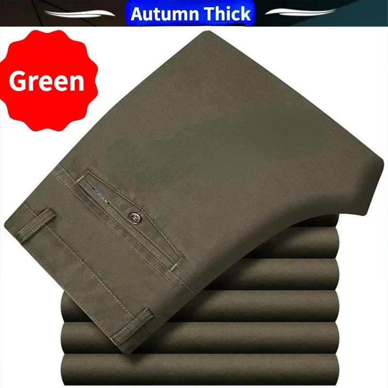 Men's Cotton Straight-Leg Casual Trousers