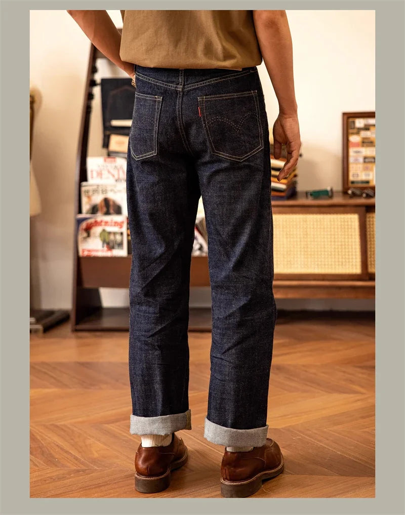 Vintage High-Rise Selvedge Denim Jeans for Men | 14oz