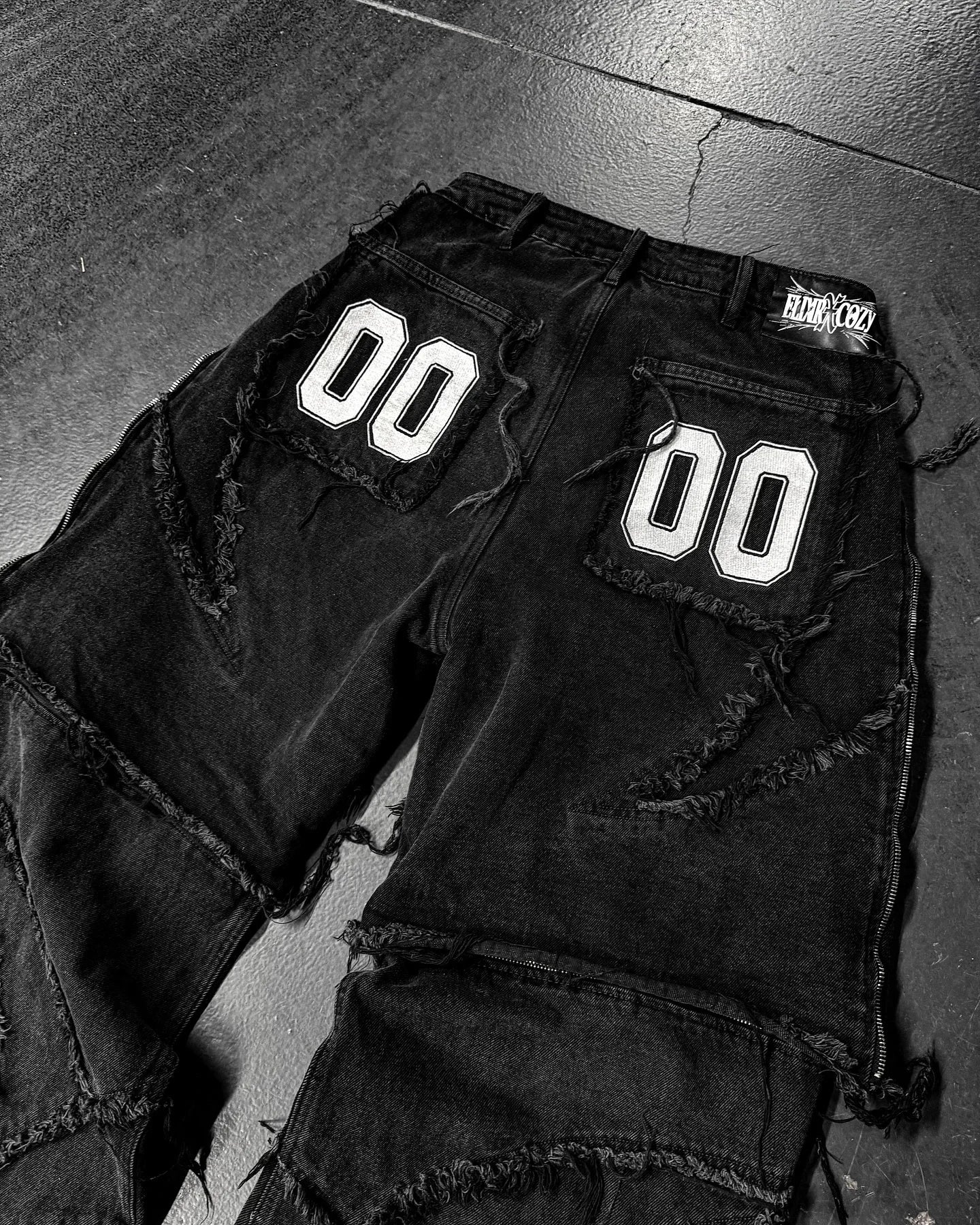 Y2K Patchwork Stripe Fur-Trim Jeans