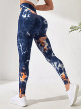 Women's 3D Tie-Dye Seamless Push-Up Leggings