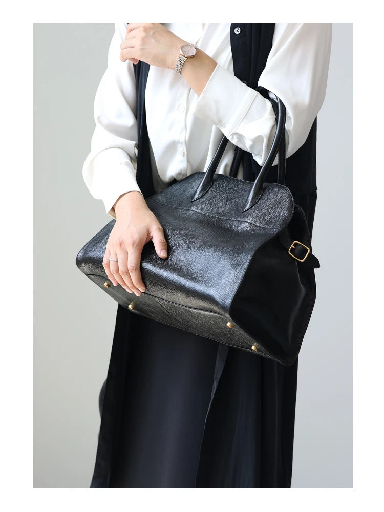 Women's Vegetable-Tanned Cowhide Leather Tote Bag