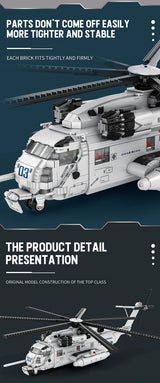 CH-53E Transport Helicopter Building Blocks Army Plane Military Fighter Model Assembly Bricks Desktop Ornaments Toy Holiday Gift