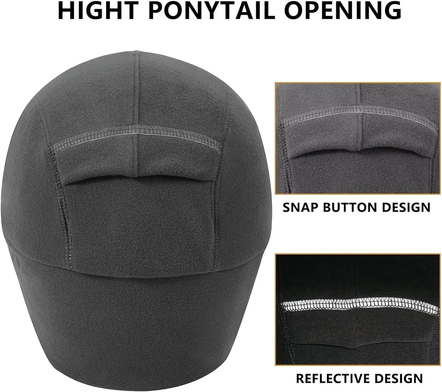 Women's Fleece Ponytail Hat with Ear Warmers & Reflective Cap