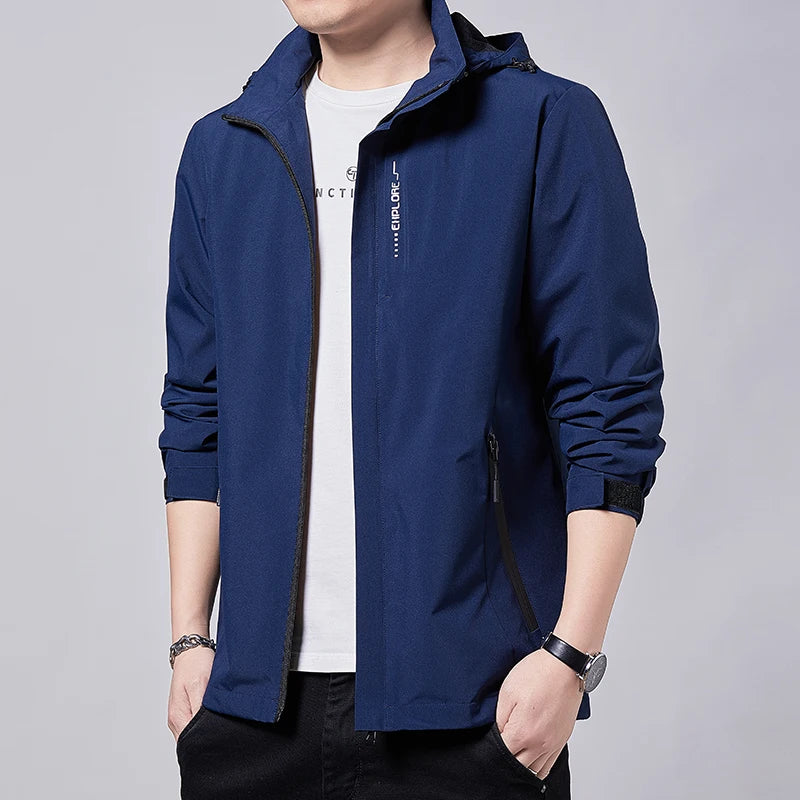 Men's Waterproof Hooded Windbreaker Jacket