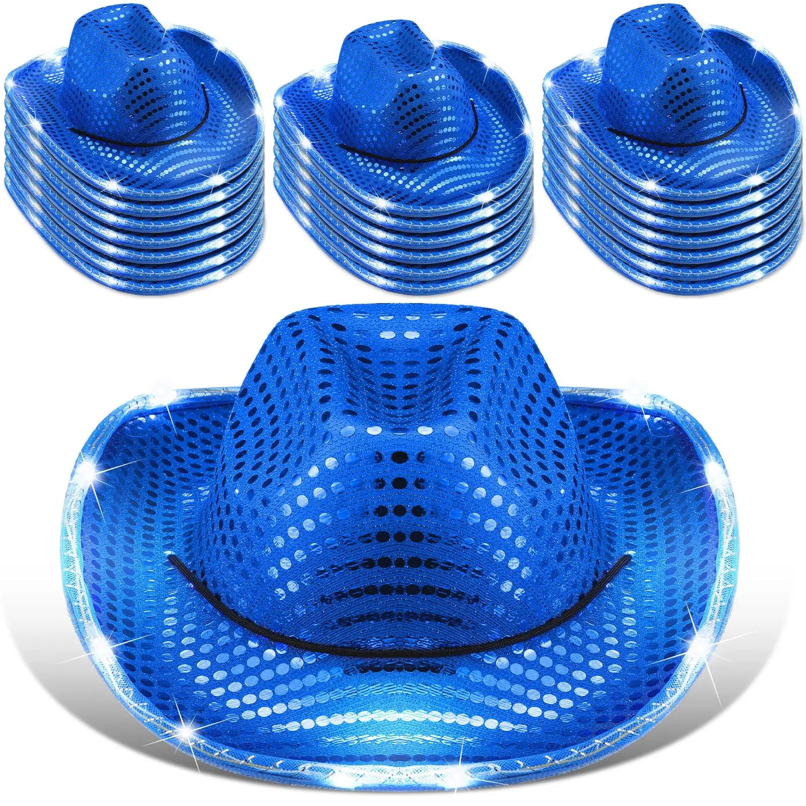 LED Light-Up Cowboy Hats – Glitter Party Pack