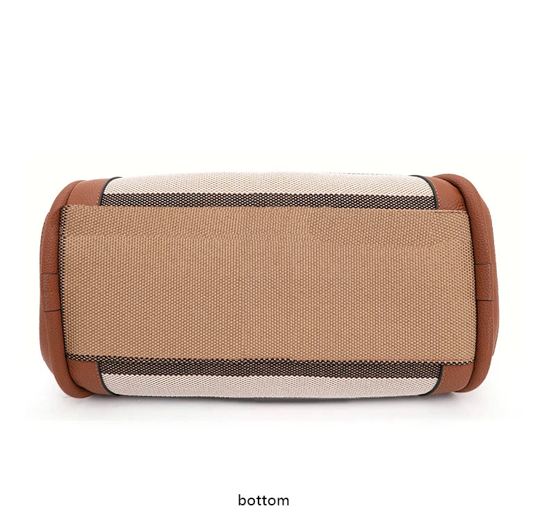 Aidrani  New retro checkered women's handbag, large capacity luxury bag, canvas genuine leather bag