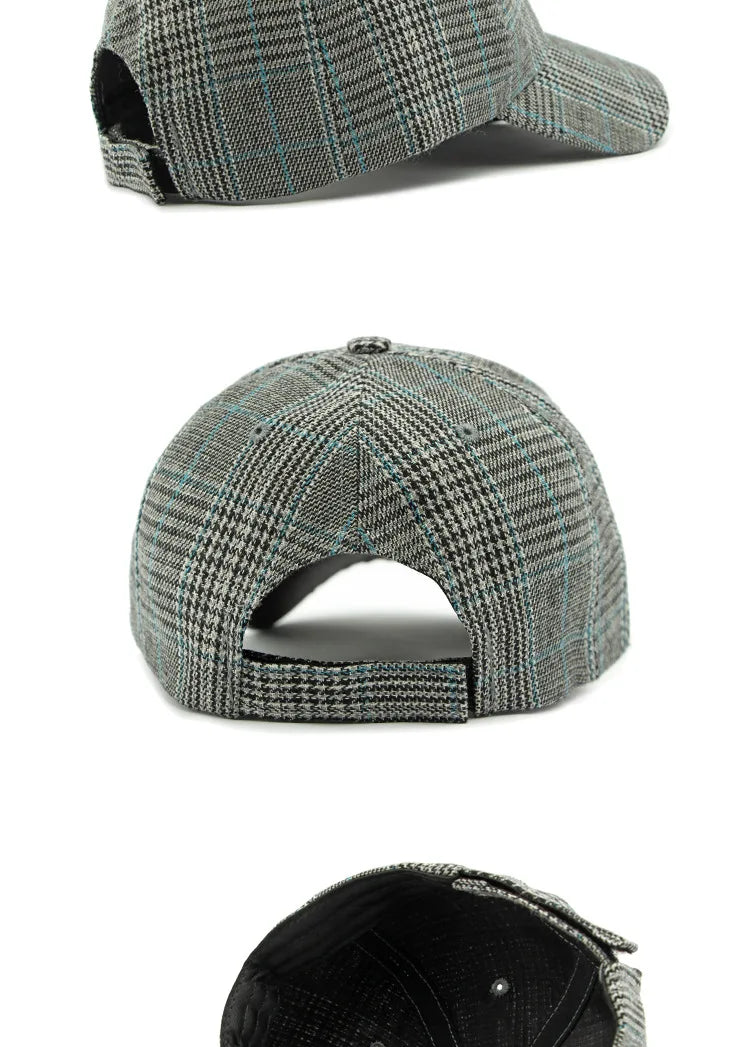 Unisex Checkered Baseball Cap with Adjustable Strap