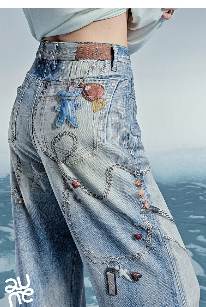 TOYOUTH Women Denim Jean 2025 Spring New Long Pants 8518053