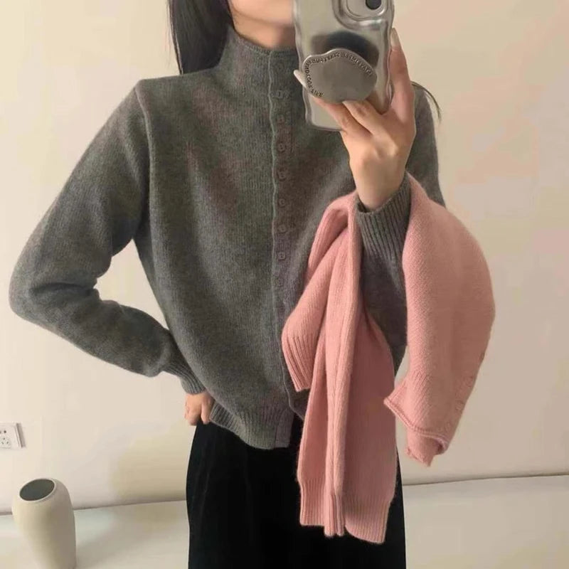 Women's Stand Collar Knit Cardigan Sweater