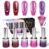 5pcs*10ml/kit VENALISA HEMA FREE TPO FREE Glitter Red Cat Eye Gel Nail Polish Ultra Diamond Gel UV LED Soak Off Nail Manicure