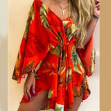 Bohemian Floral V-Neck Mini Dress