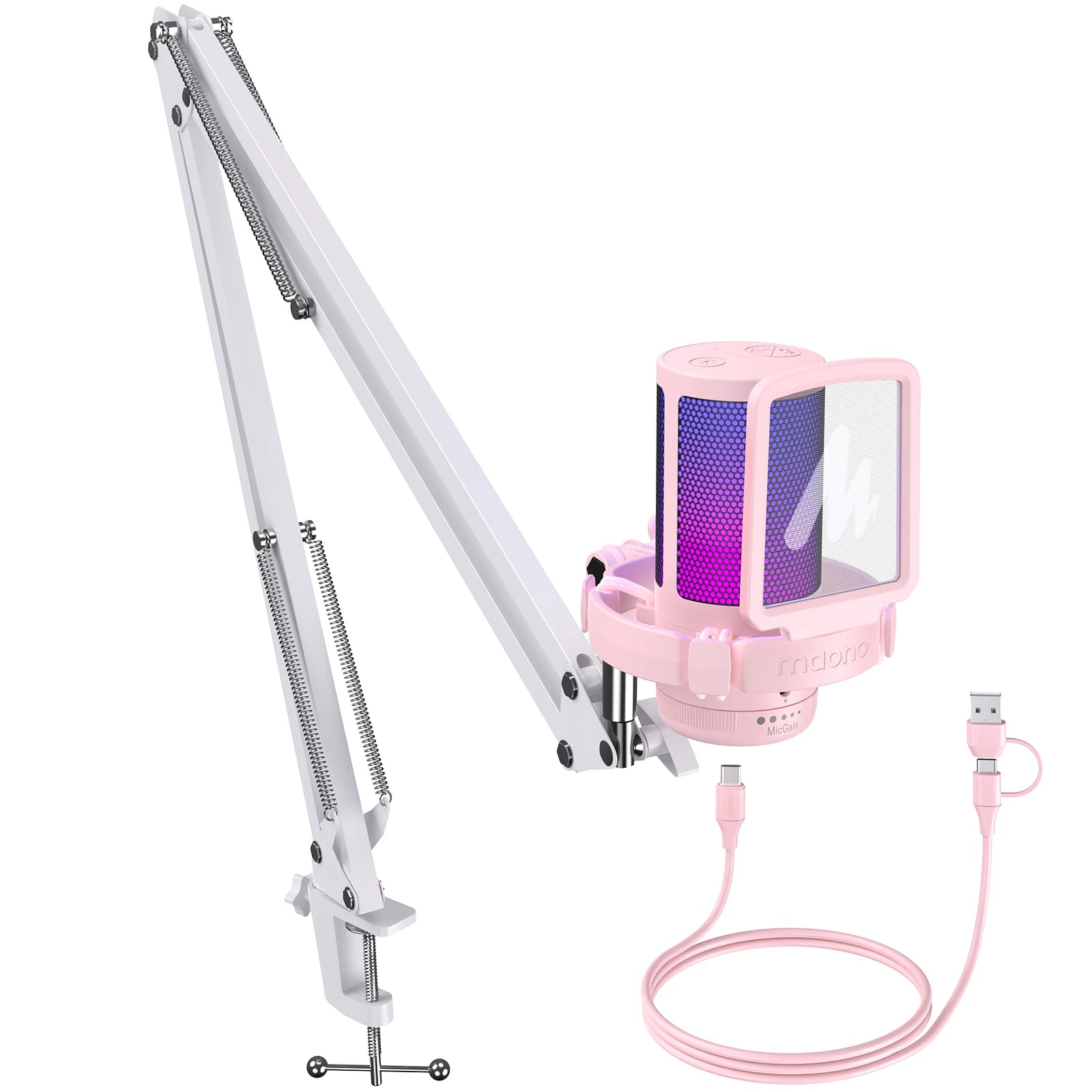 MAONO DGM20S USB Gaming Microphone with RGB & Boom Arm
