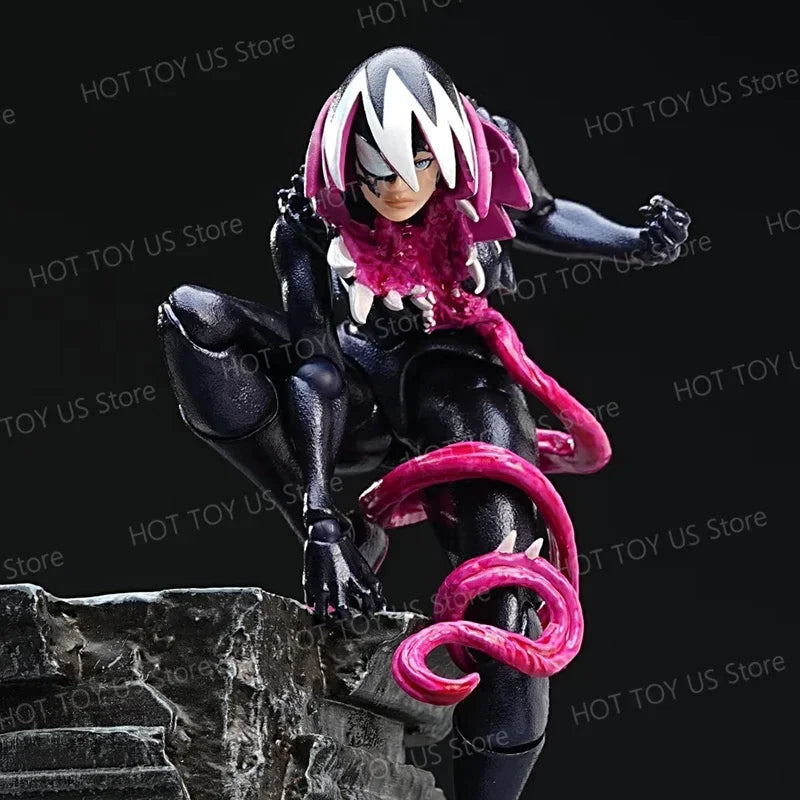 NEW KO KAIYODO REVOLTECH SPIDERMAN GWENOM Anime Action Figures Revoltech Amazing Yamaguchi Gwenom Venomized Gwen Stacy Model Toy
