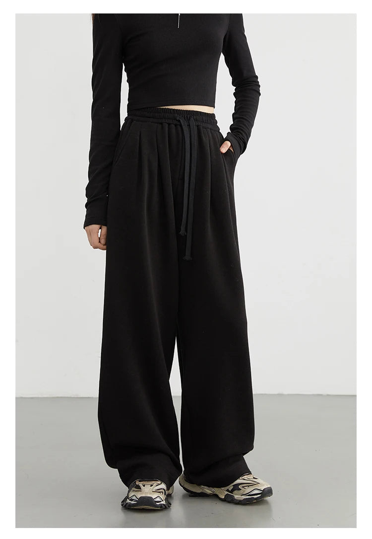 Women's High-Waisted Drawstring Wide-Leg Pants
