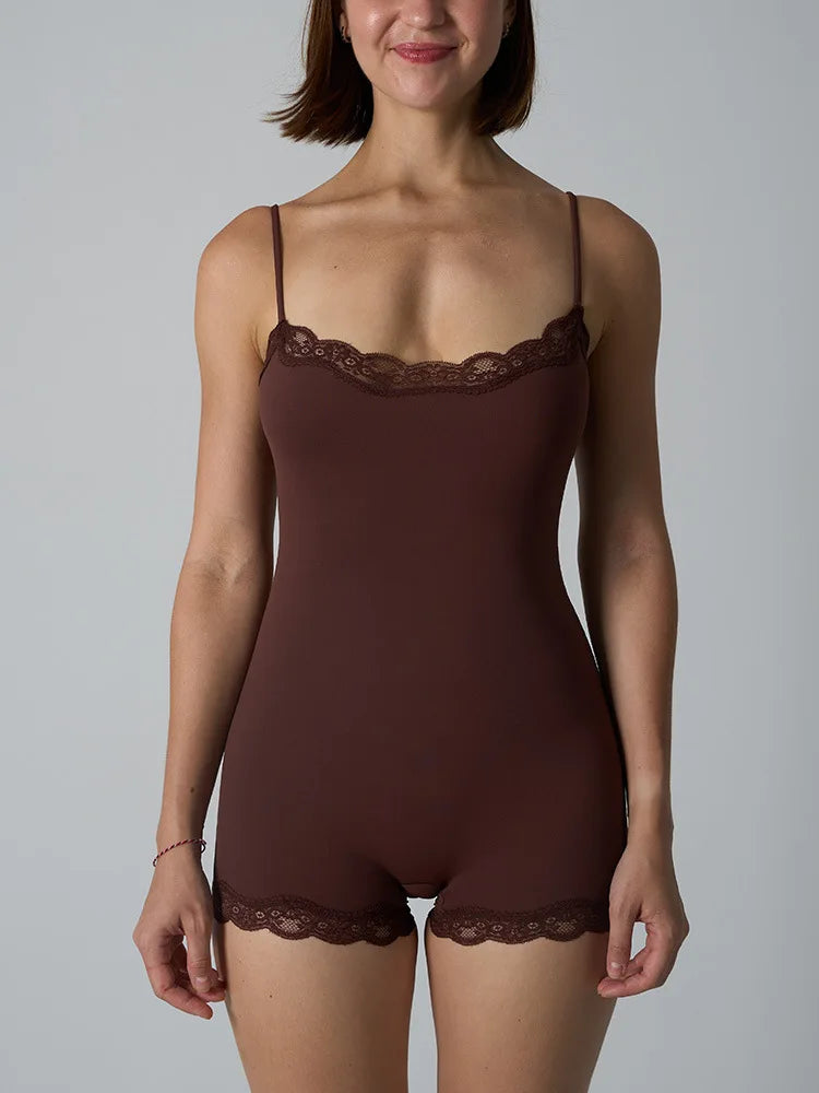 Lace Patchwork Fitness Bodysuit