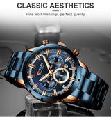 Men's six-needle multifunctional watch Waterproof calendar round strap stainless steel strap date men's business men's watch