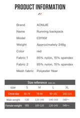 AONIJIE C9116 Unisex 10L Sports Running Backpack Lightweight Off-Road Hydration Pack for Hiking Off-road Cycling Race Marath
