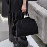 High Quality Autumn Winter New Matte Suede Tote Bag Large Capacity Commuter Casual Portable Shoulder Genuine Leather Women's Bag