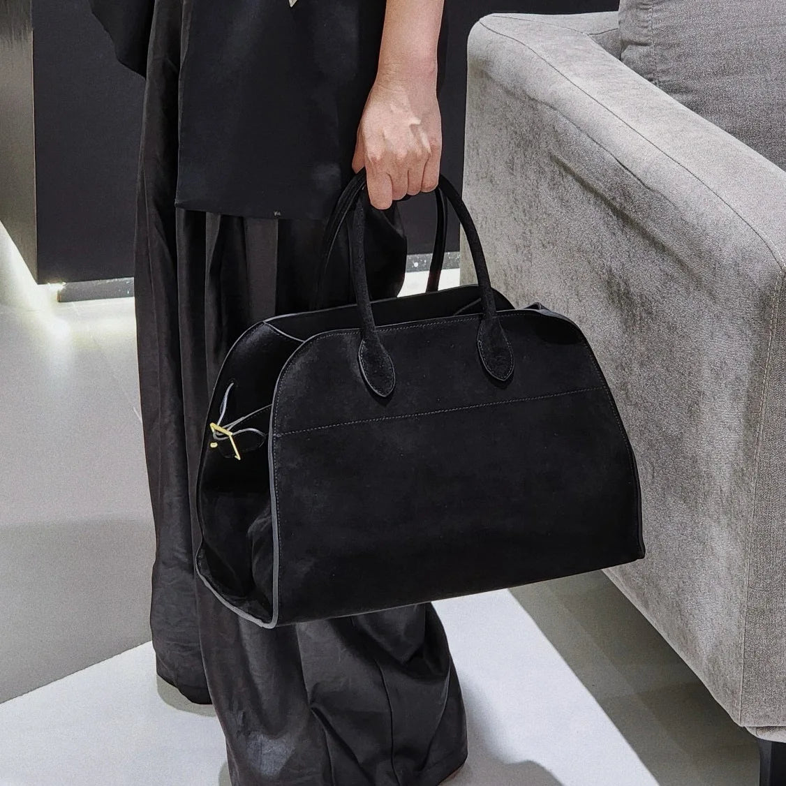 High Quality Autumn Winter New Matte Suede Tote Bag Large Capacity Commuter Casual Portable Shoulder Genuine Leather Women's Bag