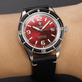 CADISEN 2026 Watch Men Mechanical Wristwatches MIYOTA 8215 Movement Genuine Leather Strap Waterproof Luminous Red Mens Watches
