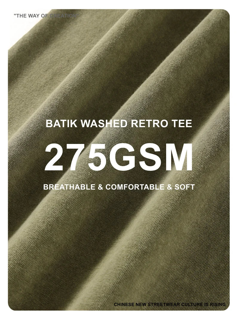 Men's Washed Cotton T-Shirt, Loose Fit 275gsm