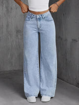 Women's Light Blue High-Waist Wide-Leg Jeans