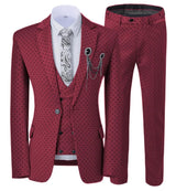 Men’s Slim Fit 3-Piece Patterned Suit