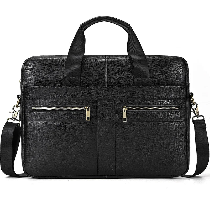 Genuine Leather Briefcase Bag for 15.6 inch laptop computer bag cowskin handbag for men male leather crossbody shoulder bag