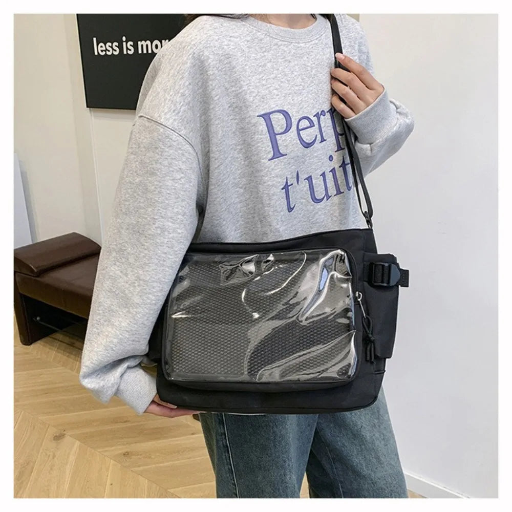 Fashion Transparent Ita Bag Large Capacity College Style Shoulder Bag Canvas Jk Handbag Women Tote Bag College Style