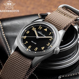 ADDIESDIVE 36mm Men's Analog Watch Bubble Mirror Glass 100m Waterproof Luminous Watch Simple men Quartz Watches with Nylon Strap