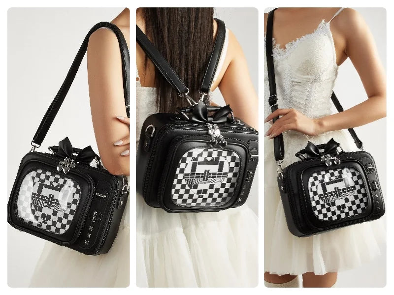 Novelty Tv Shape Ita Bag Retro Television Women Shoulder Bag Design Ita Backpack with Inserts Girls Crossbody Bag