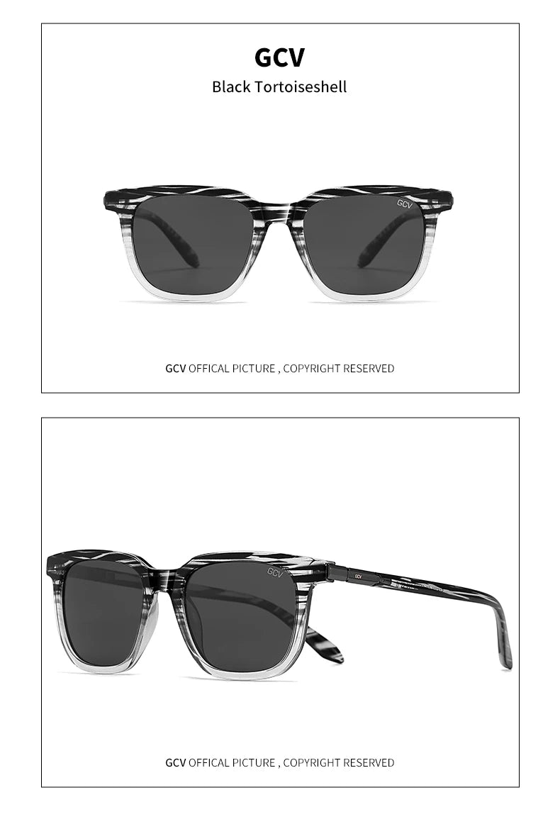 GCV Brand Original Fashion Acetate Polarized Sunglasses Cat Eye Square Frame Fishing Glasses Driving Outdoor Hiking UV400