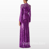 Sparkling Sequined Evening Dress Customized Deep V Neck Beading Crystal Formal Party Gown Robe De Soiree Prom Dresses